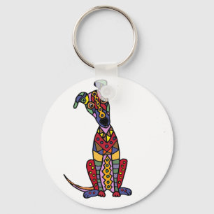 Chaveiro Arte abstracta artística engraçada do cão do ga