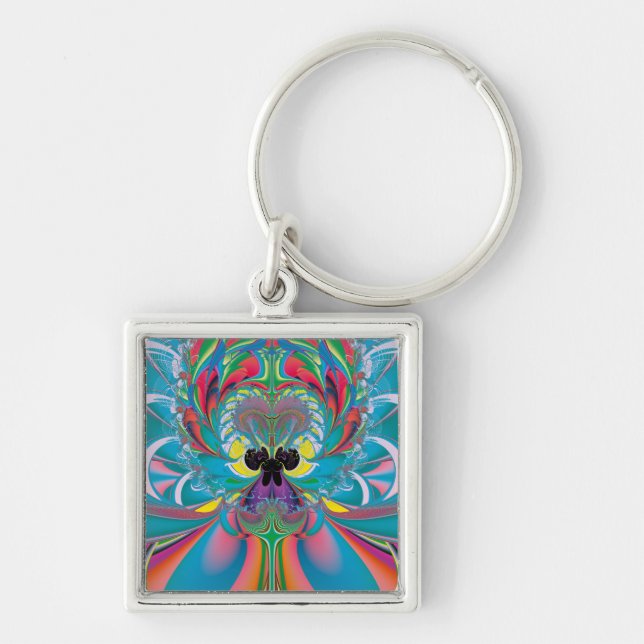 Chaveiro Arte Abstrata Borboleta de Verão (Frente)