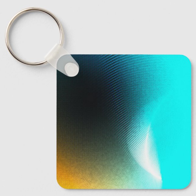 Chaveiro Arte abstrata em mesh com gradiente laranja-turque (Frente)