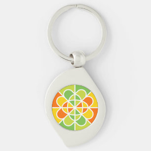 Chaveiro Arte Abstrata Explosão Solar Geométrica Vibrante