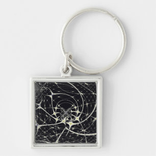 Chaveiro Arte Abstrata Teia de Aranha Dourada