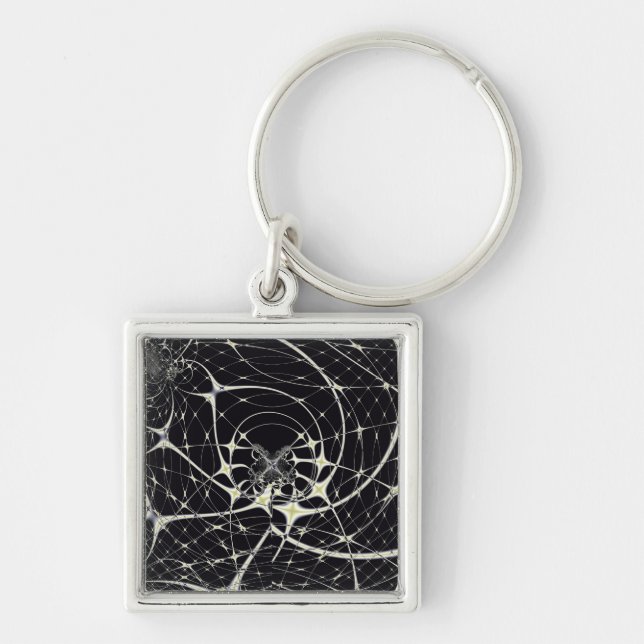 Chaveiro Arte Abstrata Teia de Aranha Dourada (Frente)