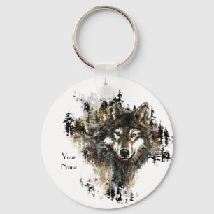 Chaveiro Arte Animal Personalizada da Montanha do Lobo