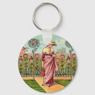 Chaveiro Arte Antigo Jardim Crescer Flor Mulher
