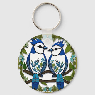 Chaveiro Arte Azul Jay Birds