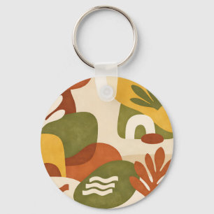 Chaveiro Arte Botânica Abstrata Boho