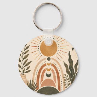 Chaveiro Arte Botânica e Sol Boho