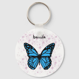 Chaveiro Arte brilhante rosa-rosa-borboleta-azul-mágica