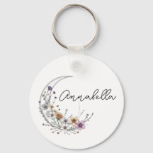 Arte Celestial Personalizada Floral Crescente Lua