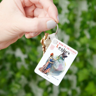 Chaveiro Arte Cobrir da Revista de Lady Liberty, Patriótic