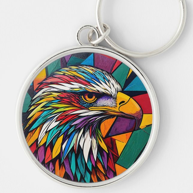 Chaveiro Arte colorida de águia (Frente)