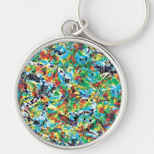 Chaveiro Arte colorida de primavera verde-azul (Frente)