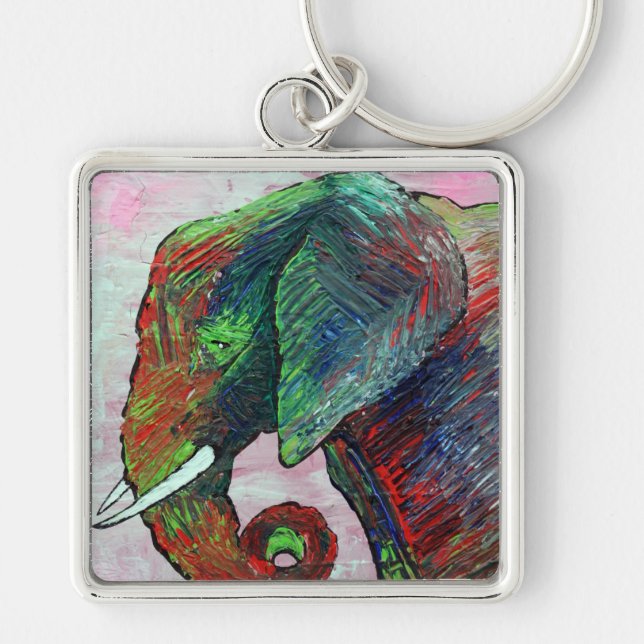 Chaveiro Arte colorida do elefante (Frente)