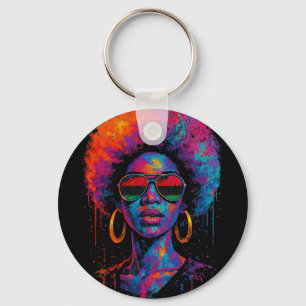 Chaveiro Arte Colorida Rainha Negra Afro Melanina Derramand