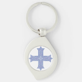 Chaveiro Arte da Cruz Copta Azul Lapis Premium
