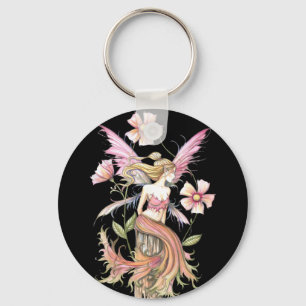 Chaveiro Arte da Fada da Flor Rosa