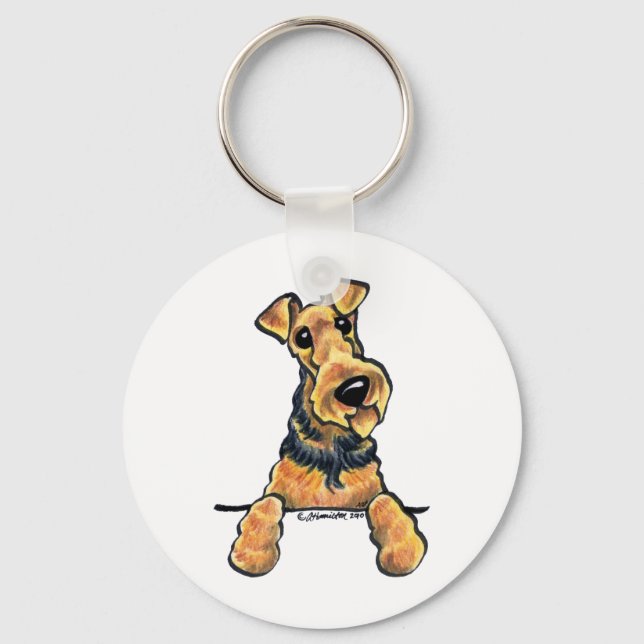 Chaveiro Arte da Linha Terrier Airedale (Frente)