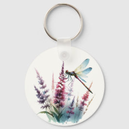 Chaveiro Arte da Natureza em Aquarela Libélula Flor Silvest