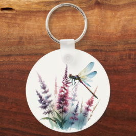 Chaveiro Arte da Natureza em Aquarela Libélula Flor Silvest