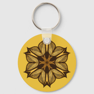 Chaveiro Arte De Abstrato De Flor Amarelo A Tinta