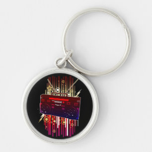 Chaveiro Arte de Alto-Falante Neon Vibrante com Som Retro