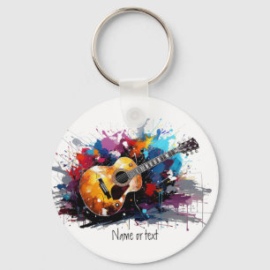 Chaveiro Arte de Amante de Música de Guitarra Abstrata Artí