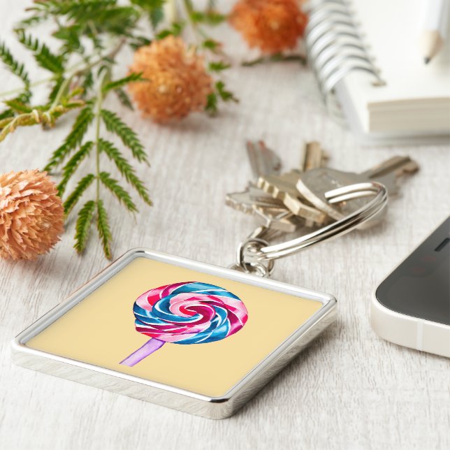 Chaveiro Arte de aquarela doce colorido (Lateral)