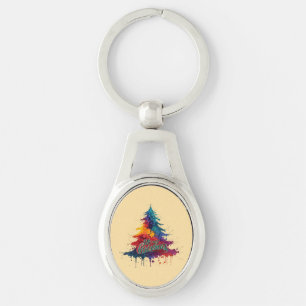 Chaveiro Arte de Árvore de Natal Colorida - Deco de Natal F