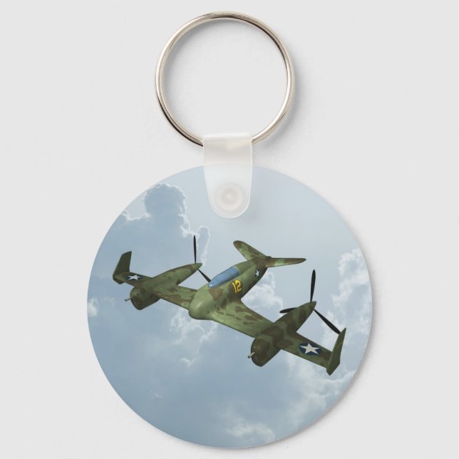 Chaveiro Arte de Aviação Militar de Vôo de Warbird Vintage (Frente)