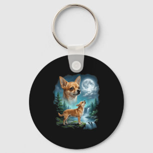 Chaveiro arte de cachorro Chihuahua noite enluarada uivando