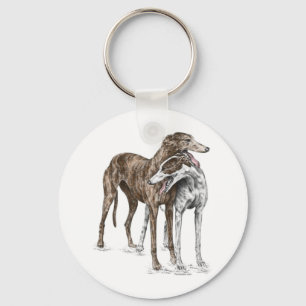 Chaveiro Arte de Cachorro de Dois Amigos Greyhound