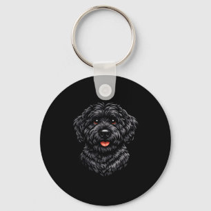 Chaveiro arte de cachorro labradoodle preto fofo para