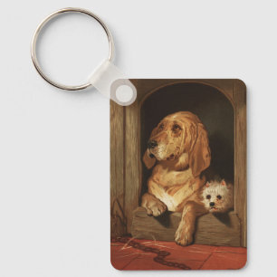 Chaveiro Arte de Cachorro Vintage Bloodhound Vitoriano e We