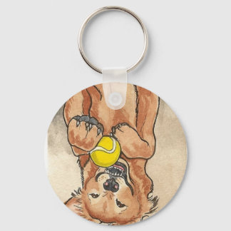 Chaveiro Arte De Cão De Retriever De Ouro De Bola De tênis