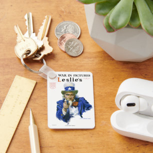 Chaveiro Arte de Capa de Revista Patriótica Vintage do Tio 