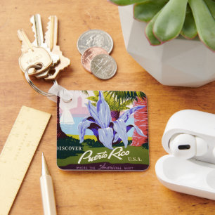 Chaveiro Arte de cartaz de viagem vintage, Descubra Porto R