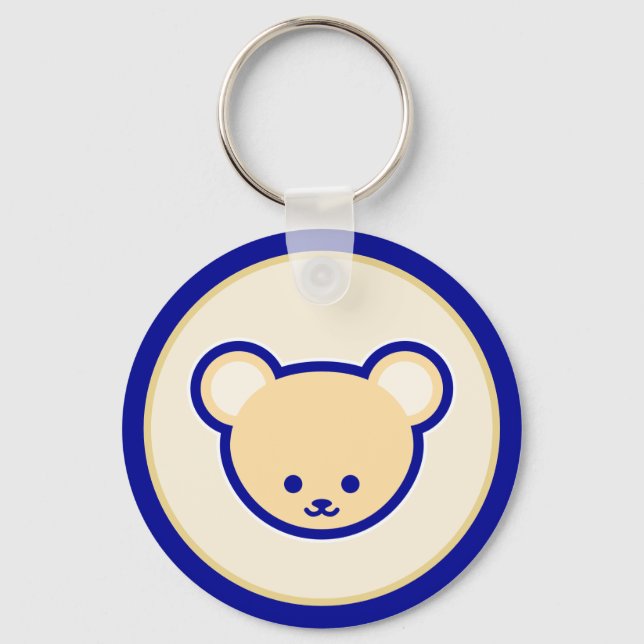 Chaveiro Arte de Cartografia Engraçada De Urso Azul Funny (Frente)