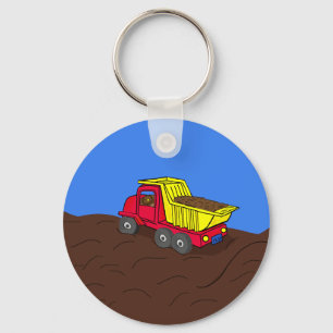 Chaveiro Arte de Cartografia Vermelha e Amarela de Truck