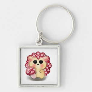 Chaveiro Arte de Cogumelo Vermelho Kawaii Fofinhoouriço
