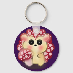 Chaveiro Arte de Cogumelo Vermelho Kawaii Fofoouriço