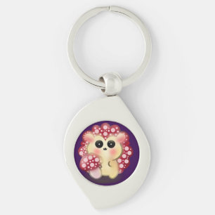 Chaveiro Arte de Cogumelo Vermelho Kawaii Fofoouriço