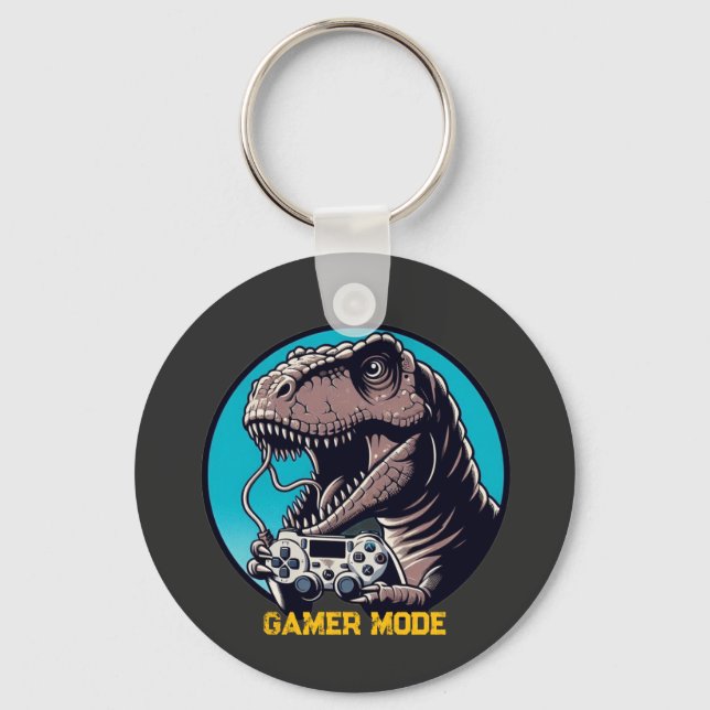 Chaveiro Arte de Dinossauro no Modo Gamer T-Rex (Frente)