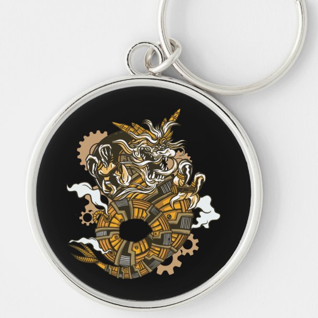 Chaveiro Arte de Dragão Steampunk (Frente)