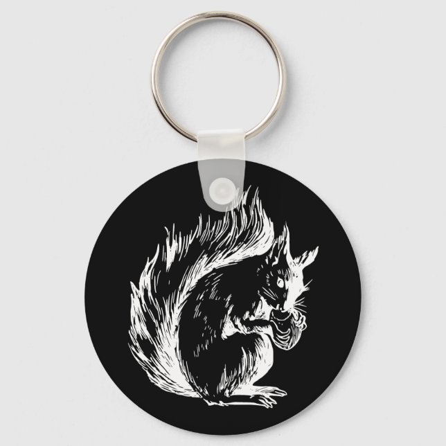 Chaveiro Arte de Esquilo Preto e Branco (Frente)