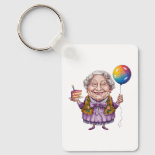 Chaveiro Arte de festa de aniversário de avó divertida de b