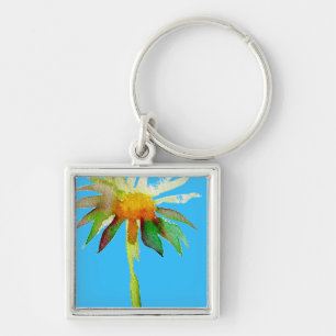 Chaveiro Arte de flor moderna Daisy Blue