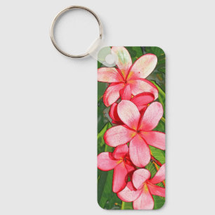 Chaveiro Arte de Frangipani Tropical Rosa