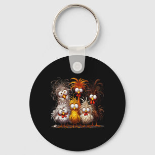 Chaveiro Arte de Frango Engraçada Ansiosamente Excêntrica