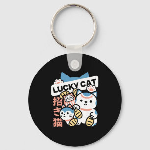 Chaveiro Arte de Gato Sortudo – Maneki Neko com Moeda de Ou
