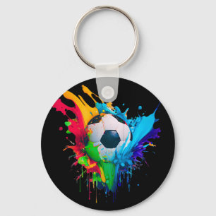 Chaveiro Arte de Gol de Futebol de Amor Ll Colorido Espalha